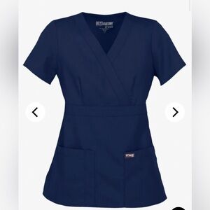 Grey's Anatomy Indigo Mock Wrap Scrub Top